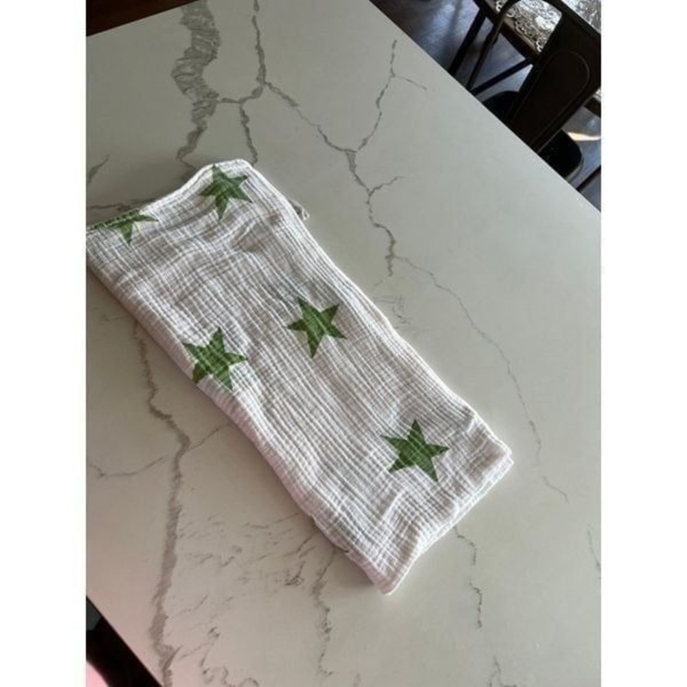 Aden & Anais Infant Swaddled Blanket Cloth Wrap 100% Cotton Green stars